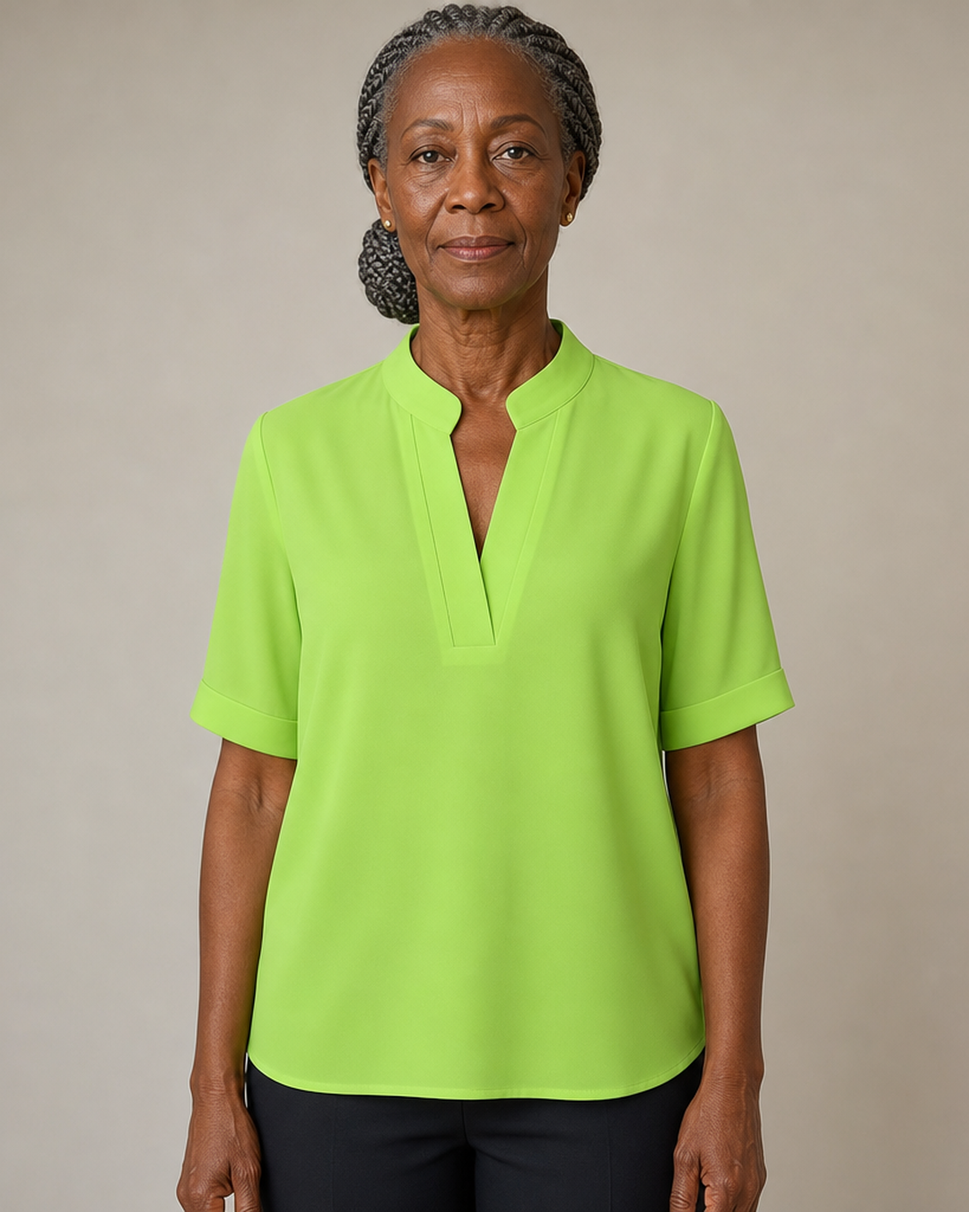 Margaux | Chic V-Neck Blouse with Gold Detail