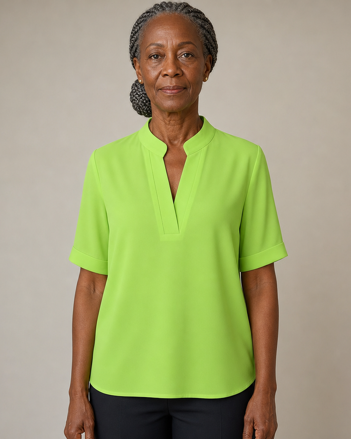 Margaux | Chic V-Neck Blouse with Gold Detail