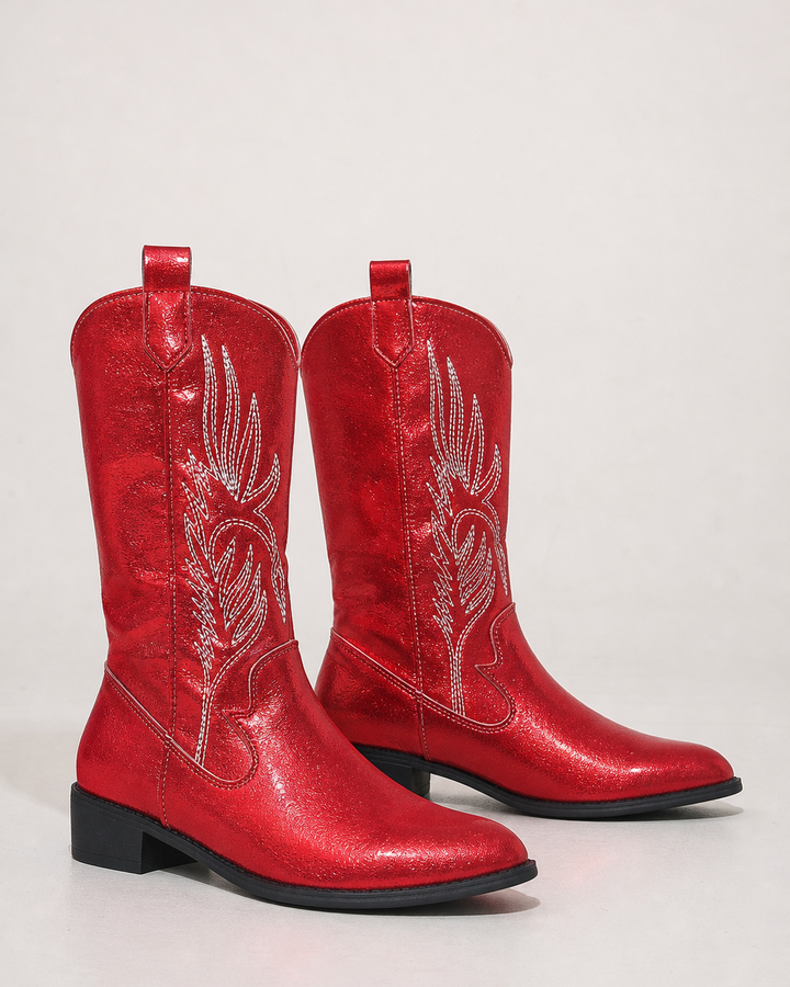 Roslyn | Embroidered Pointed-toe Western Knee Boot