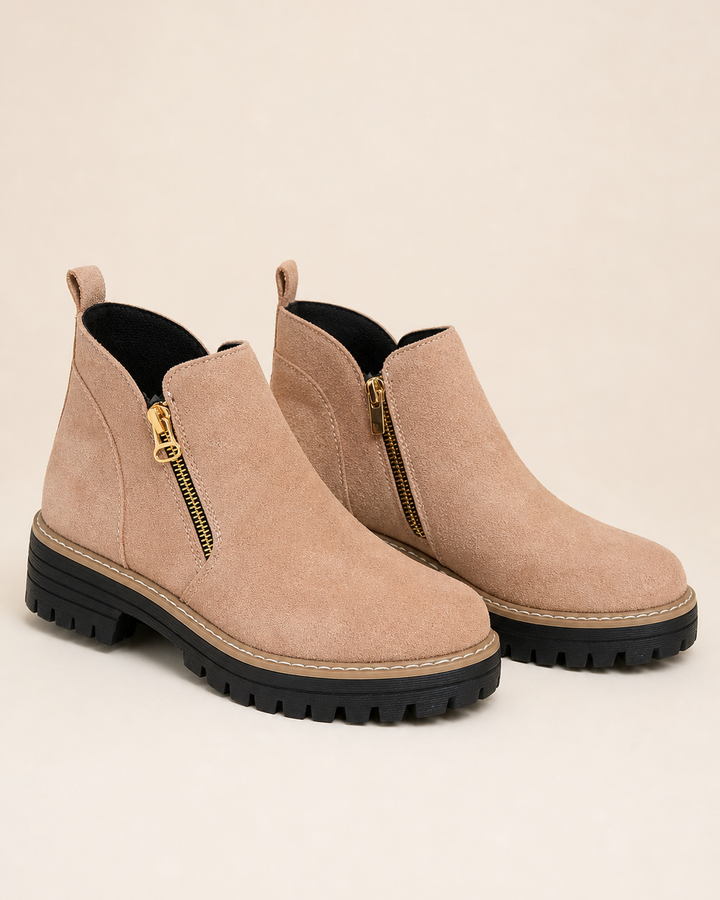 Delia | Round-Toe Side-Zip Chunky Ankle Boot