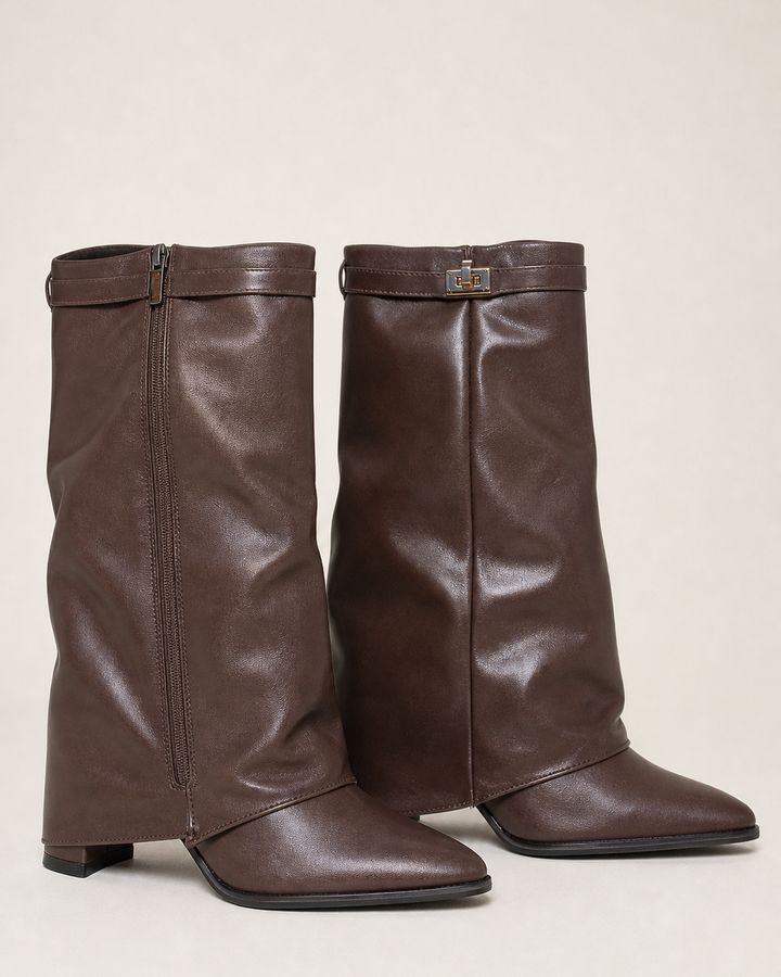Vivian | Pointed-toe Wide-shaft Buckle Long Boot