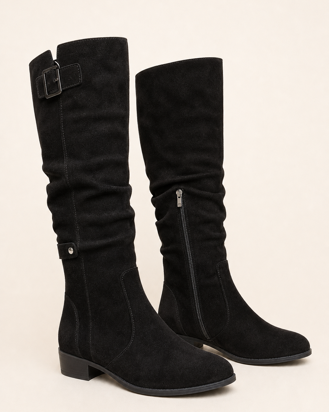 Adele | Low-Heel Side-Zip Suede Tall Boot