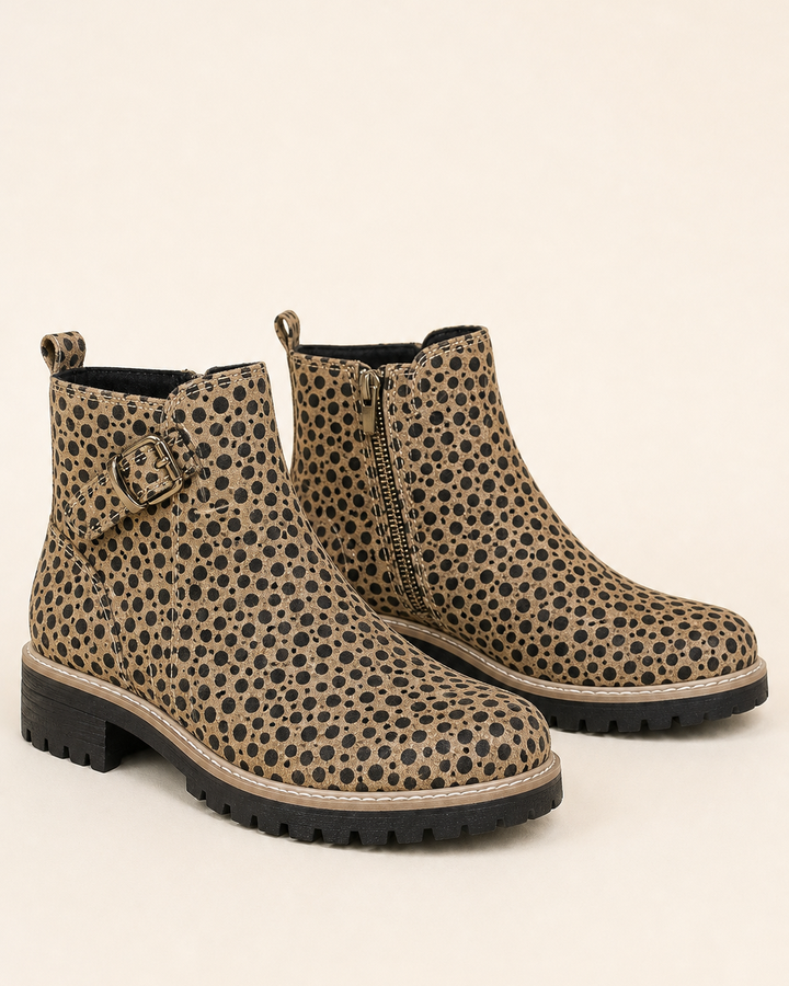 Delia | Round-Toe Side-Zip Chunky Ankle Boot