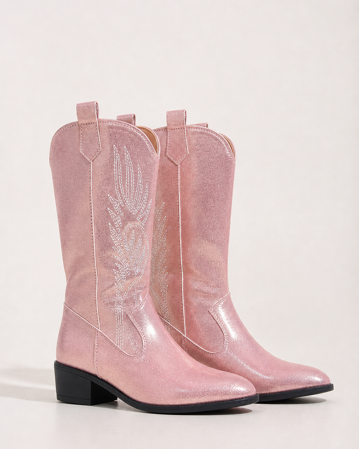 Roslyn | Embroidered Pointed-toe Western Knee Boot