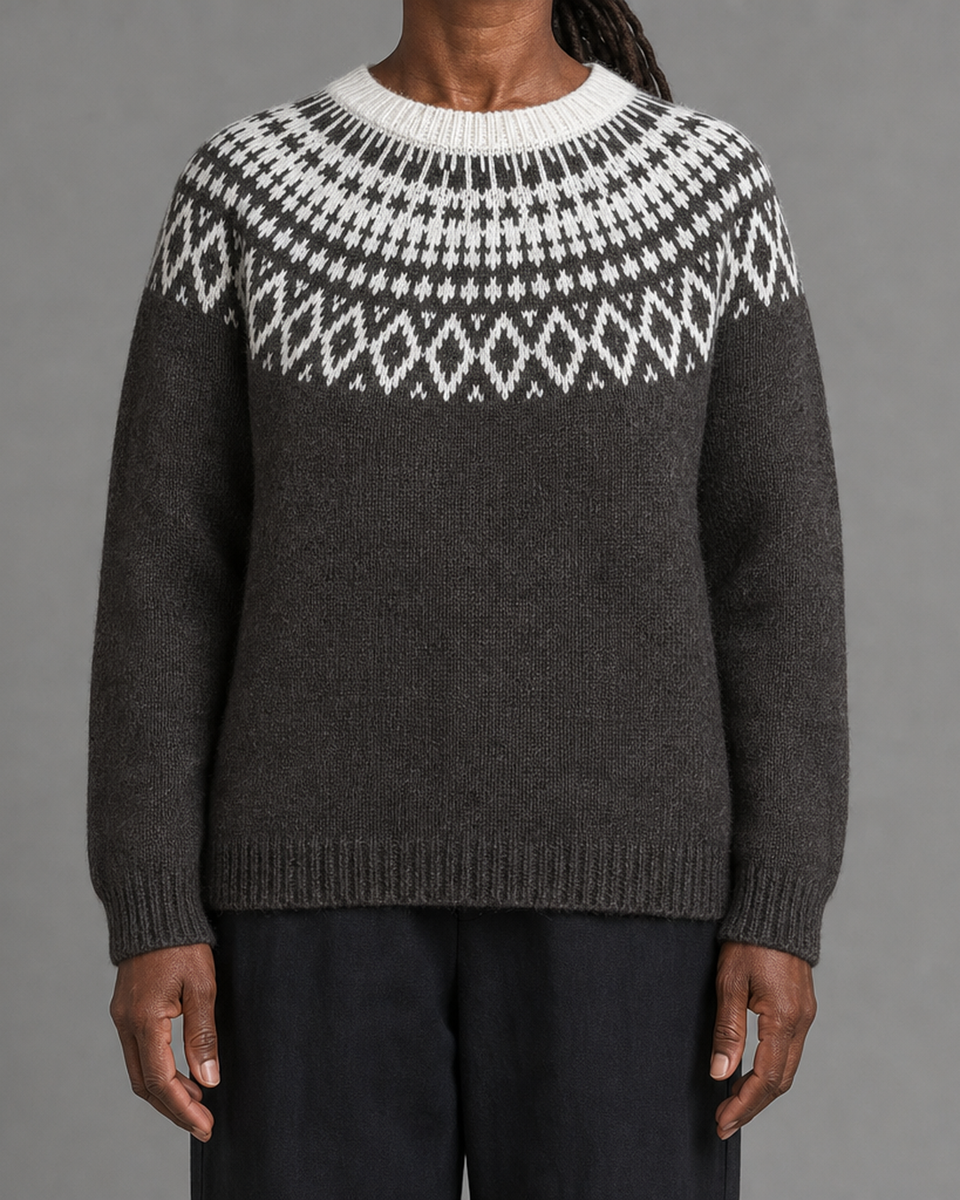 Ophelia | Black Vintage Fair Isle Pullover