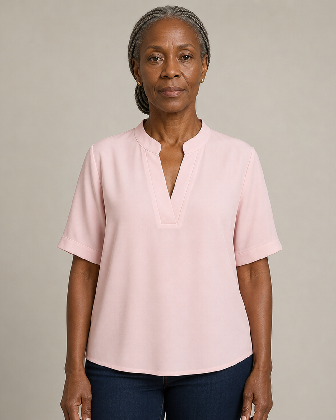 Margaux | Chic V-Neck Blouse with Gold Detail