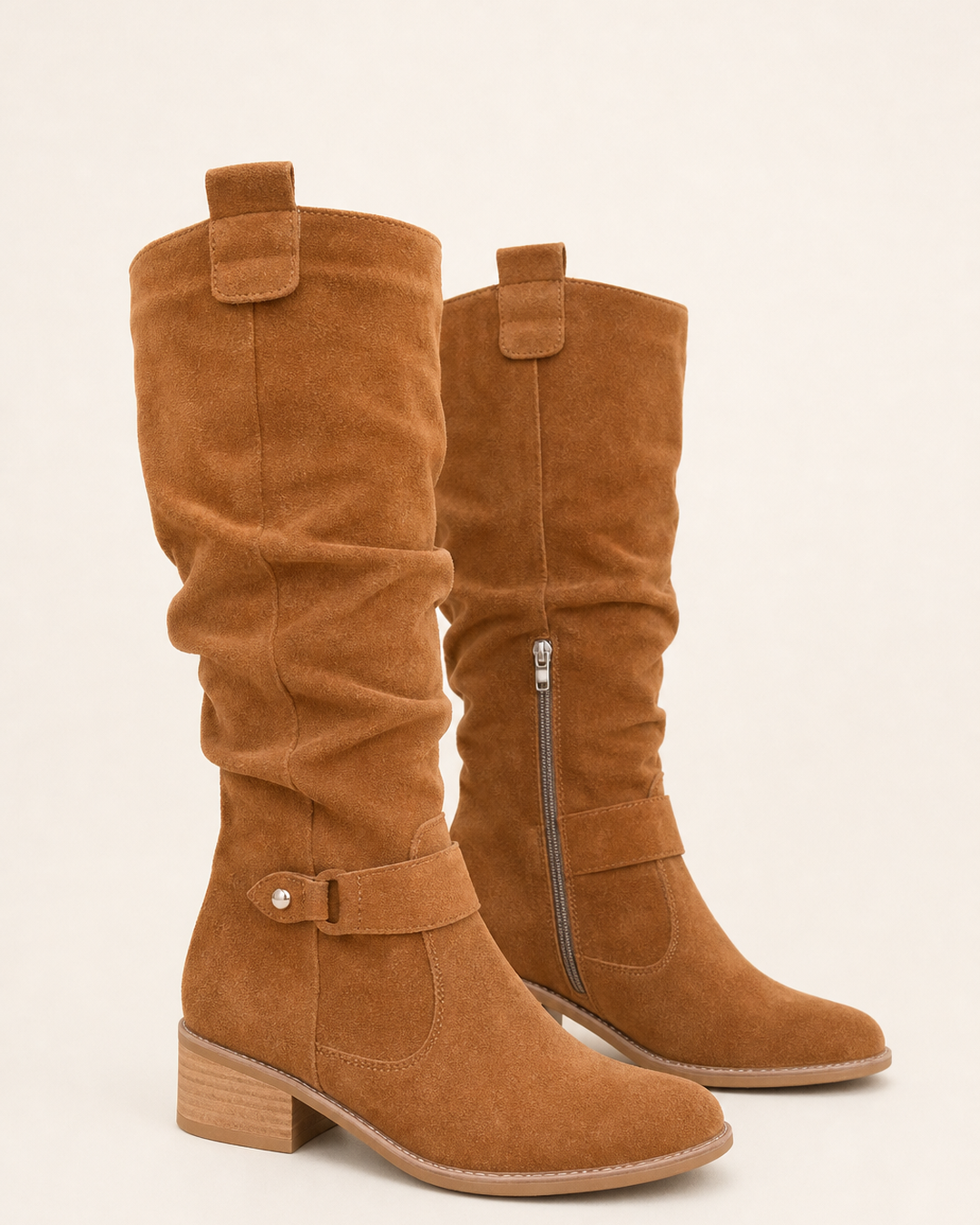 Adele | Low-Heel Side-Zip Suede Tall Boot
