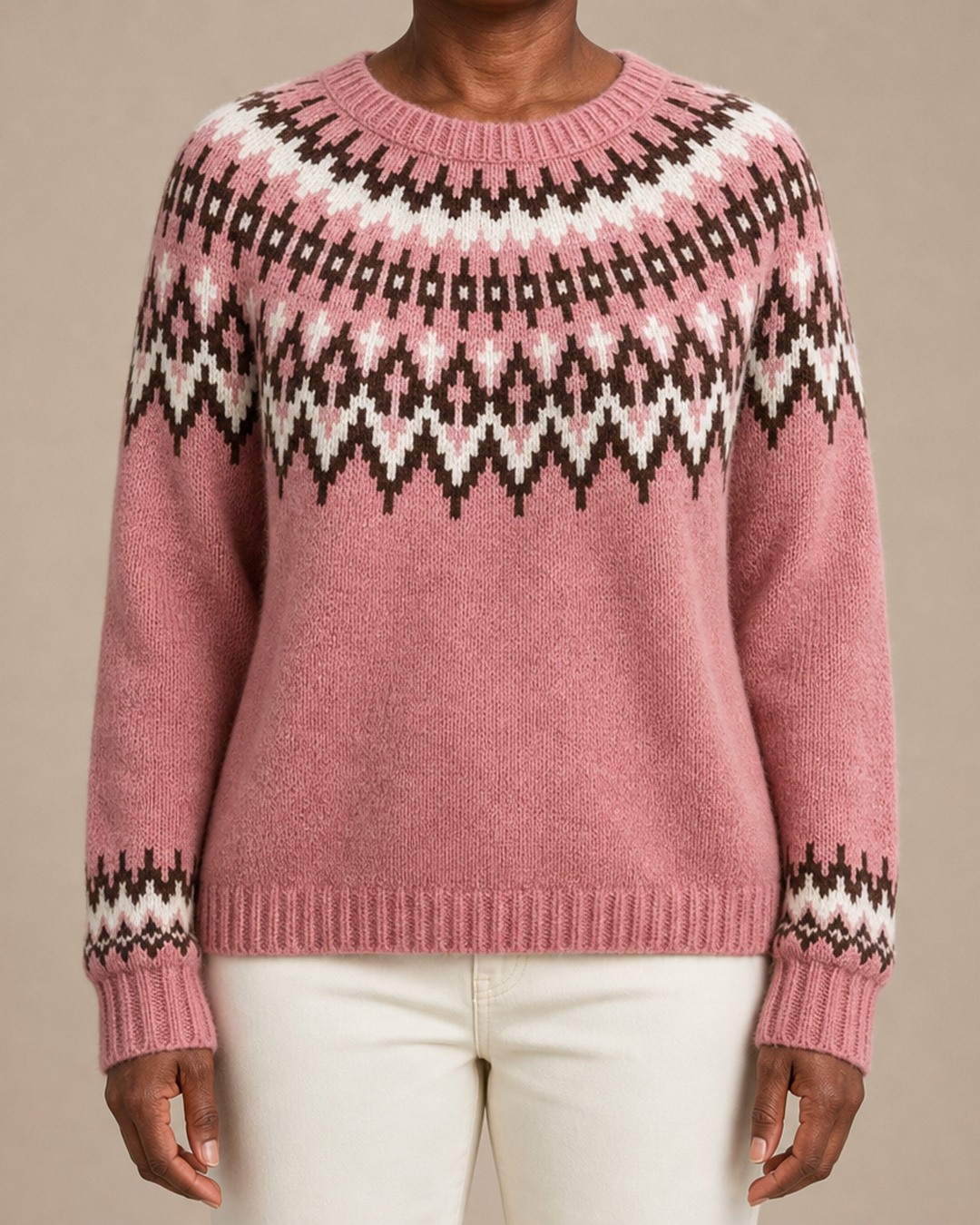 Harriet | Rouge Fair Isle Yoke Knit Sweater
