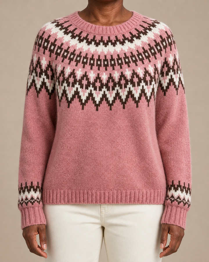 Harriet | Rouge Fair Isle Yoke Knit Sweater