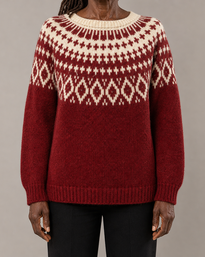 Priscilla | Wine Vintage Fair Isle Pullover