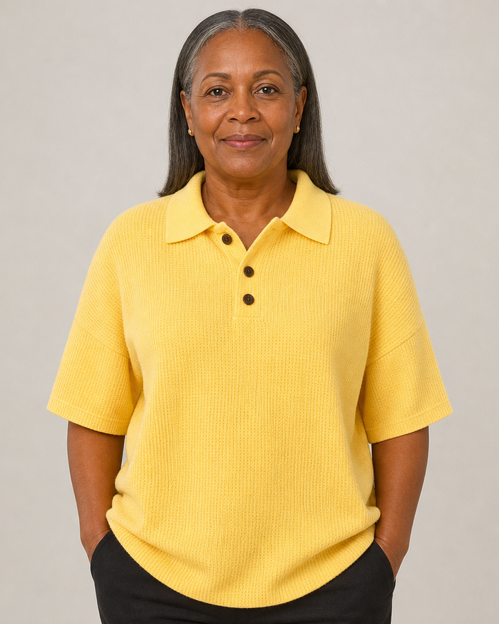Peggie | Comfortable Waffle Polo Blouse