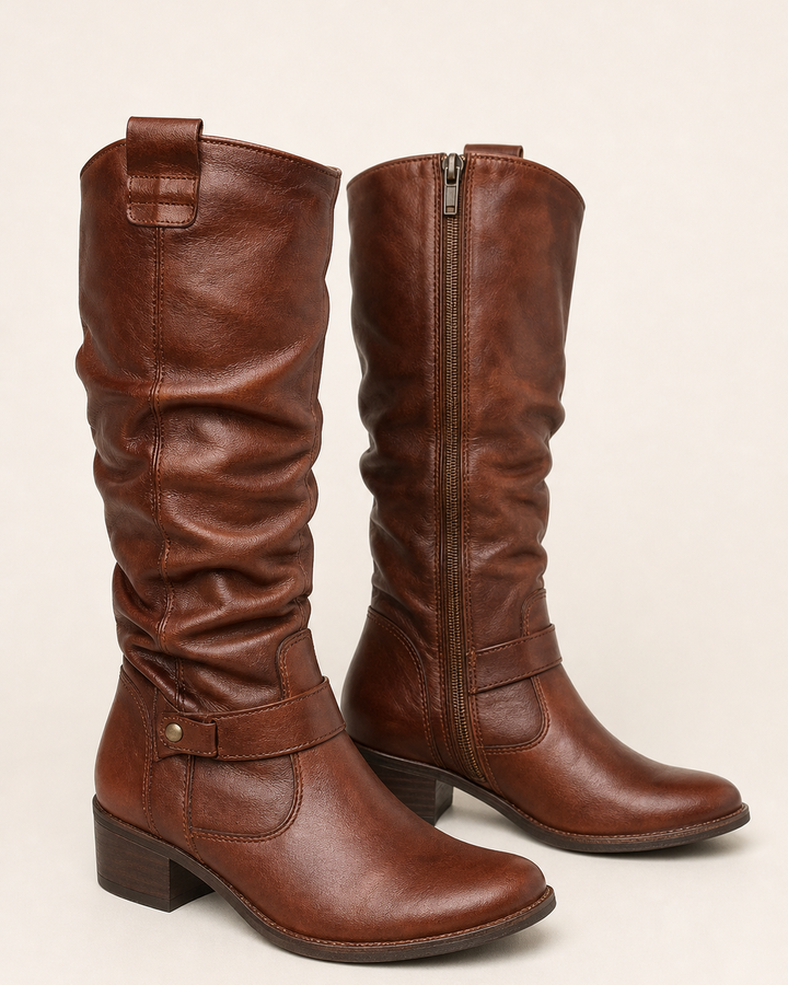 Adele | Low-Heel Side-Zip Suede Tall Boot