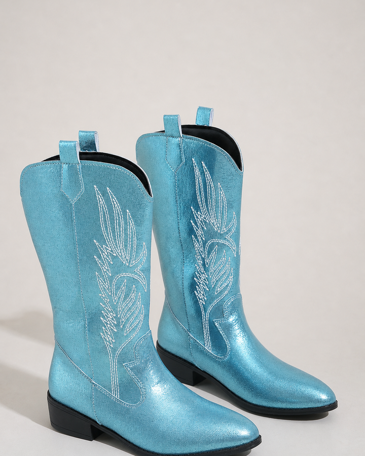 Roslyn | Embroidered Pointed-toe Western Knee Boot