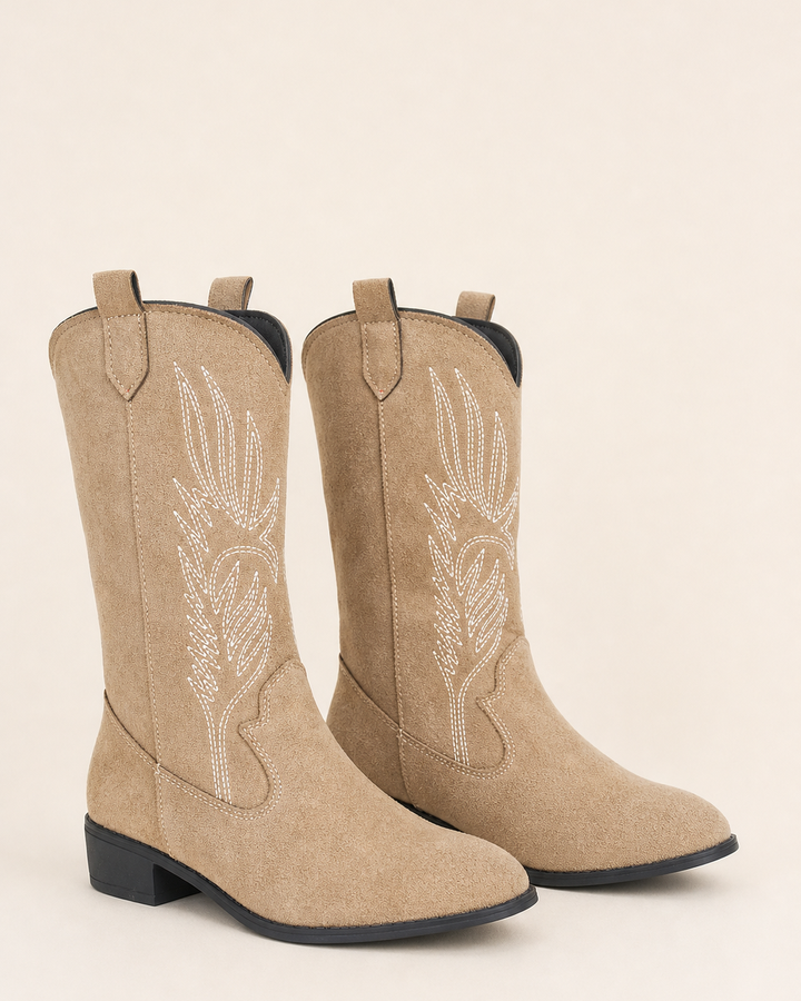 Roslyn | Embroidered Pointed-toe Western Knee Boot