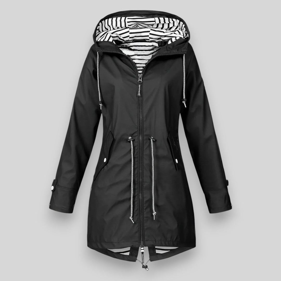 Thandi waterproof rain jacket in black, product photo