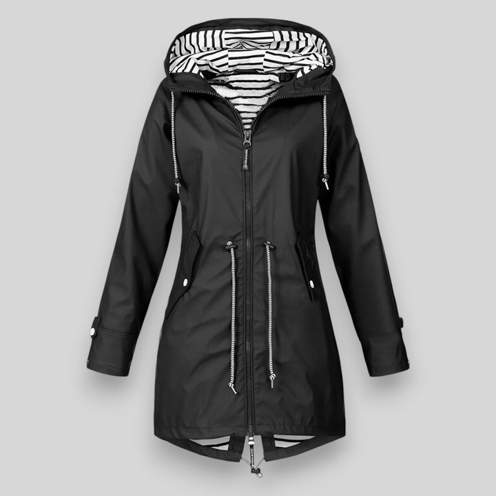 Thandi waterproof rain jacket in black, product photo