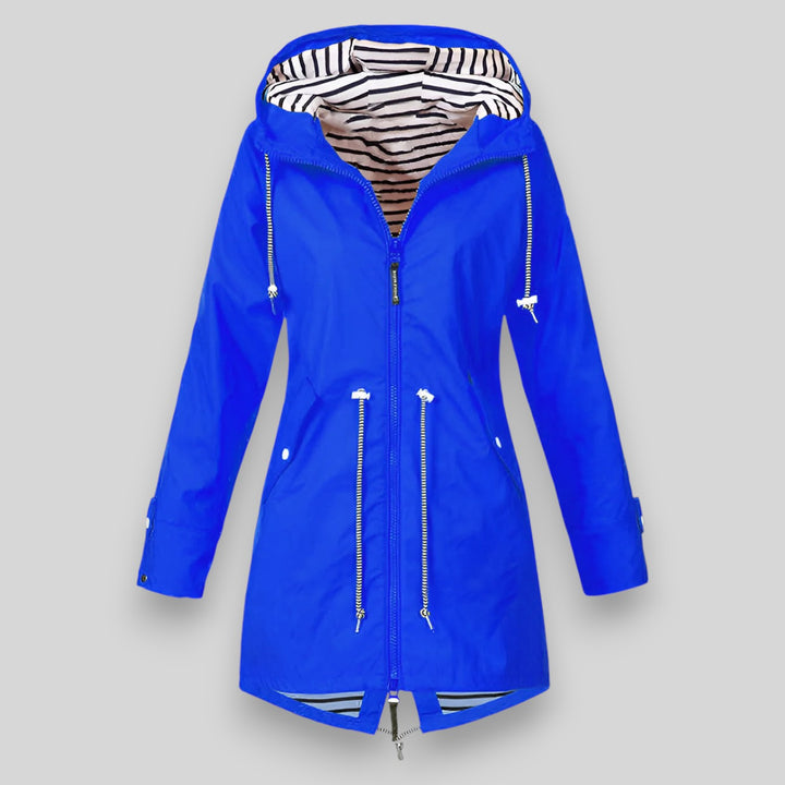 Thandi waterproof rain jacket in blue, product photo