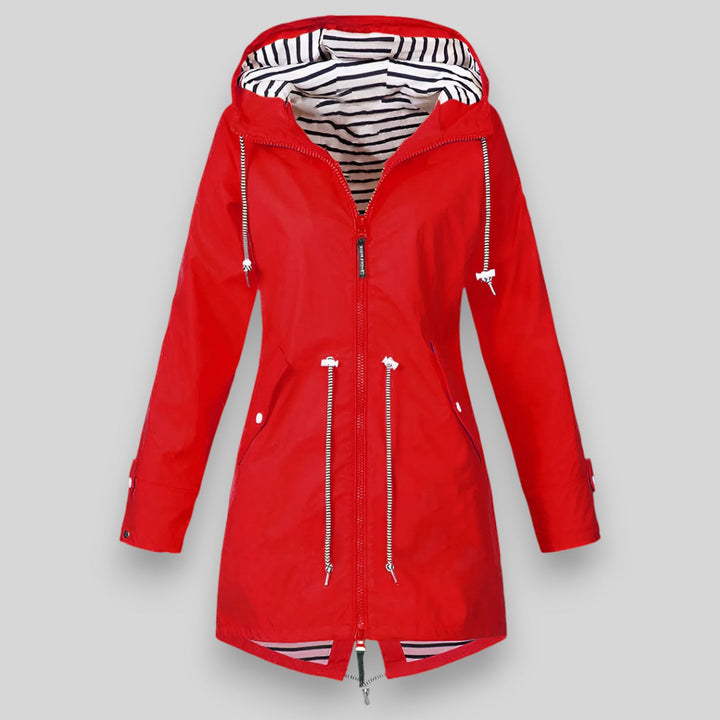Thandi waterproof rain jacket in red, product photo