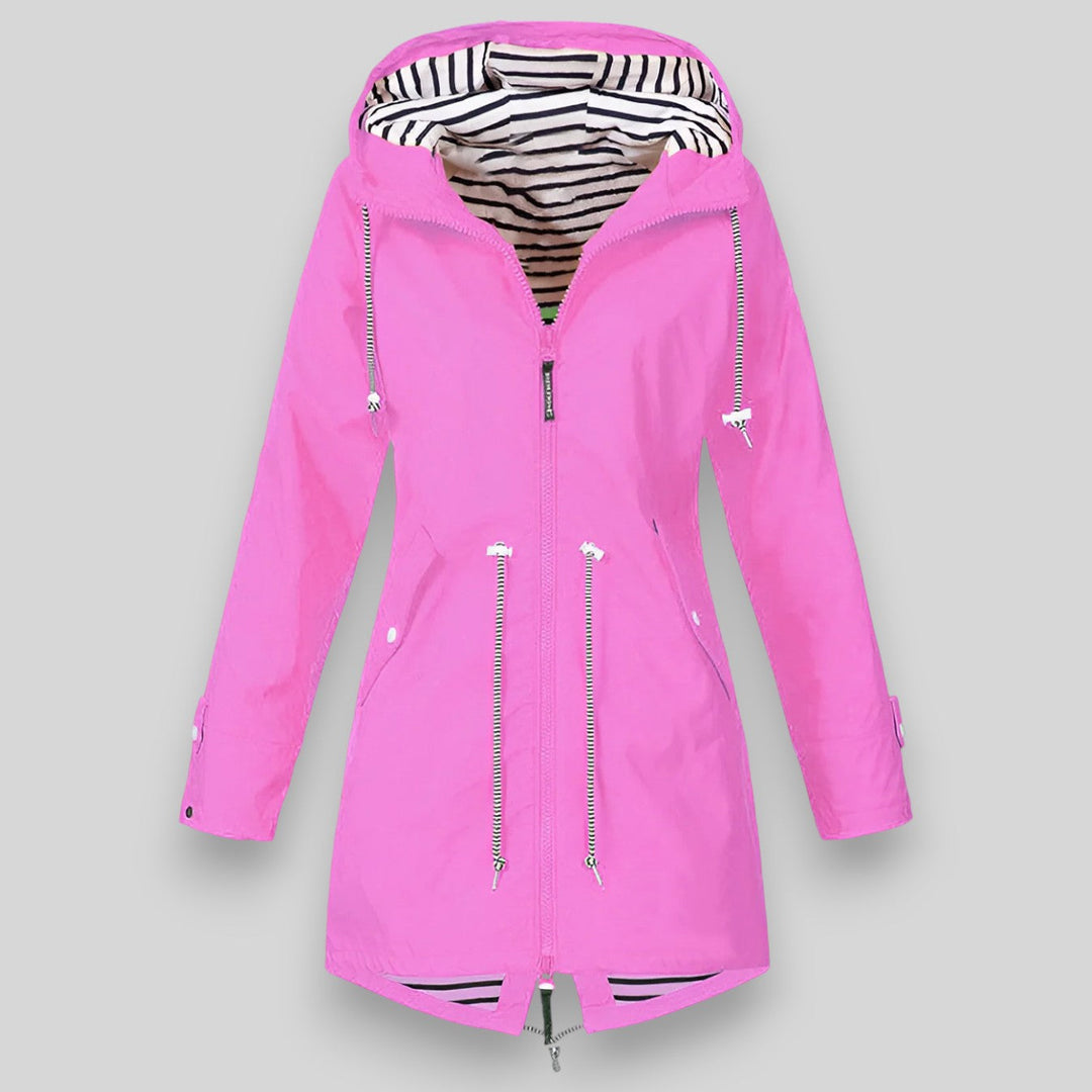 Thandi waterproof rain jacket in rose red, product photo