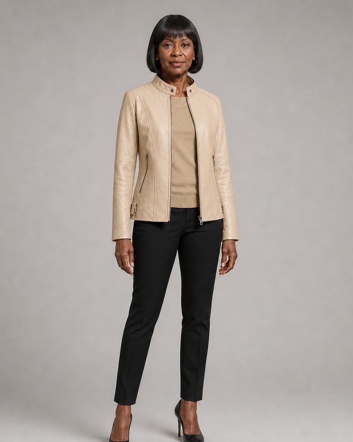 Larissa | Women's Slim-Fit Zip-Up Moto Jacket