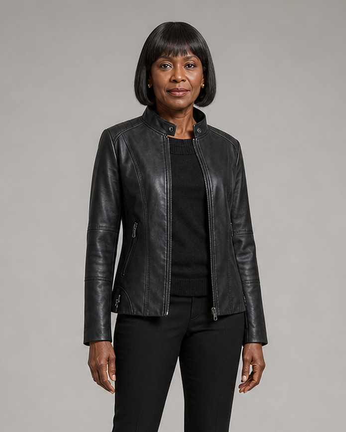Audrey | Slim-Fit Zip-Up Moto Jacket