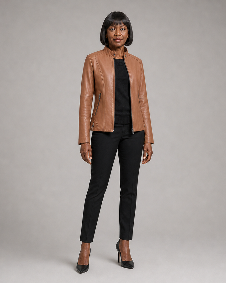 Larissa | Women's Slim-Fit Zip-Up Moto Jacket