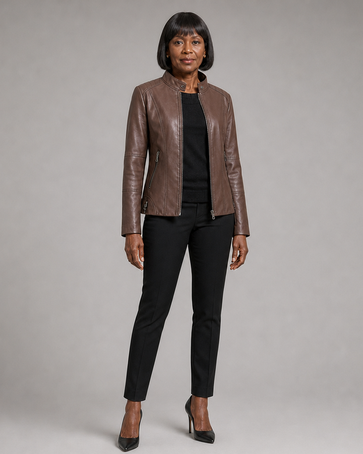 Larissa | Women's Slim-Fit Zip-Up Moto Jacket