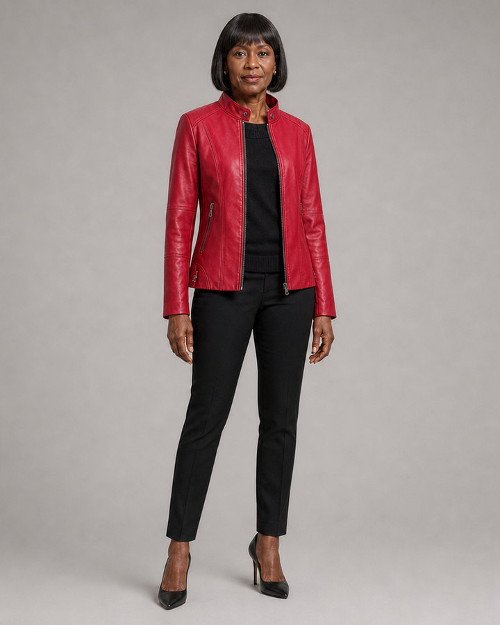 Larissa | Women's Slim-Fit Zip-Up Moto Jacket