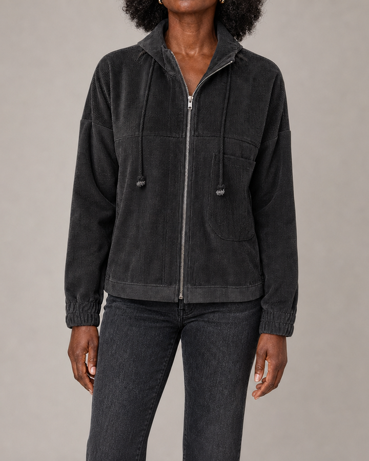 June | Ribbed Zip-Up Hooded Jacket