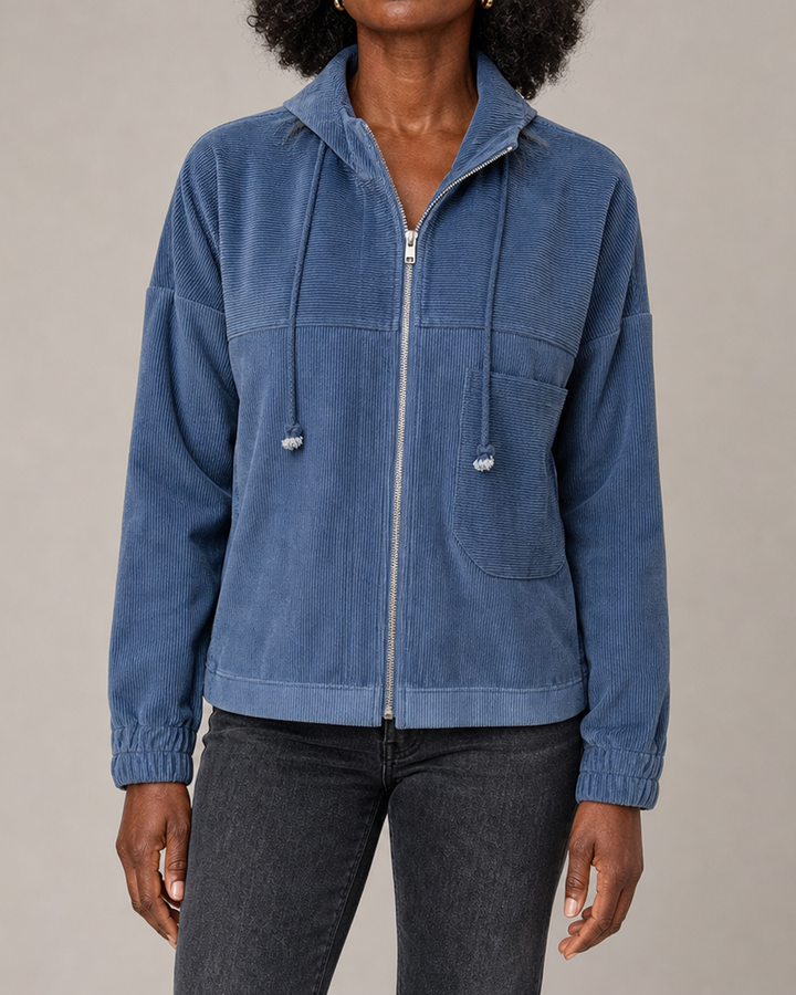 June | Ribbed Zip-Up Hooded Jacket