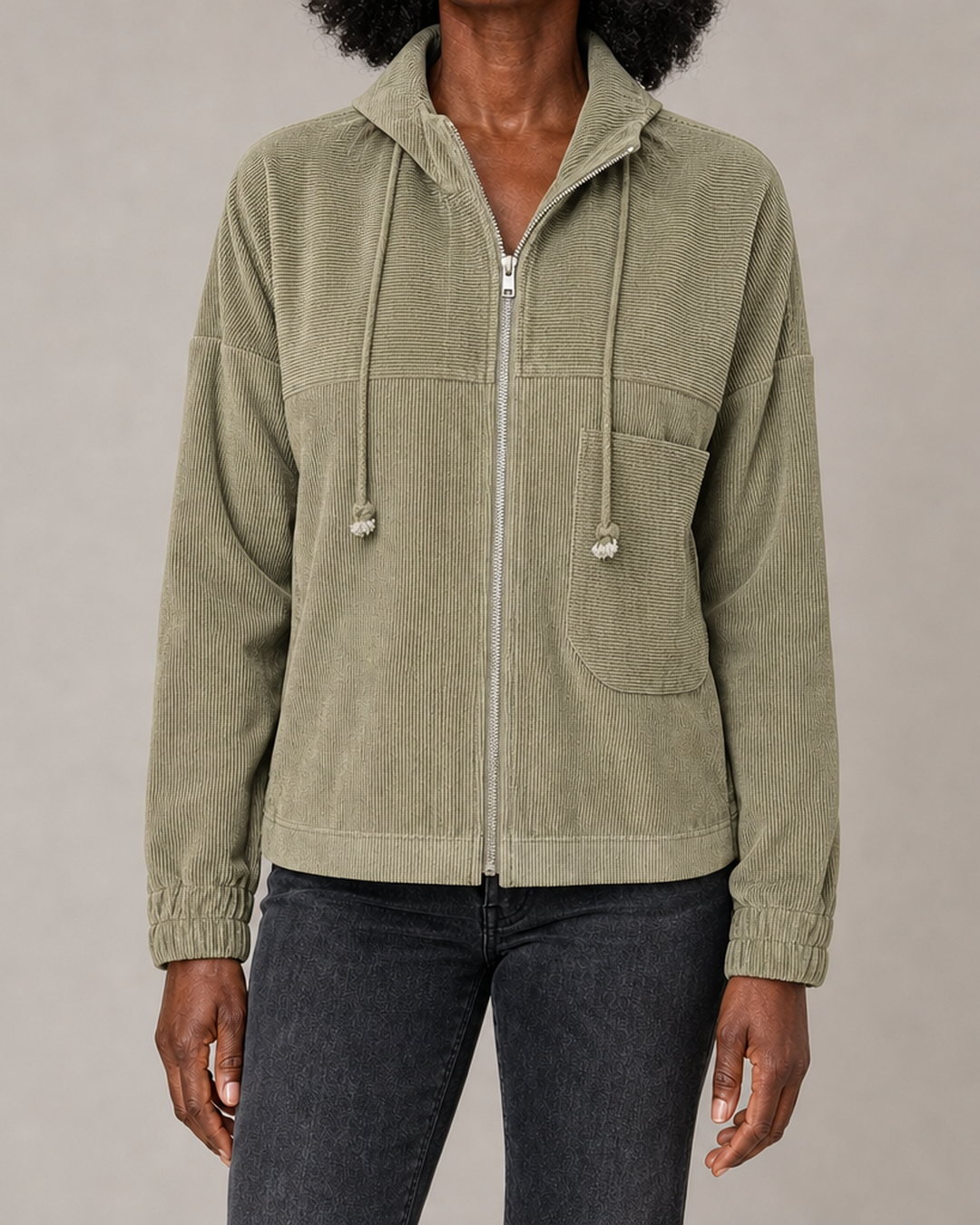 June | Ribbed Zip-Up Hooded Jacket