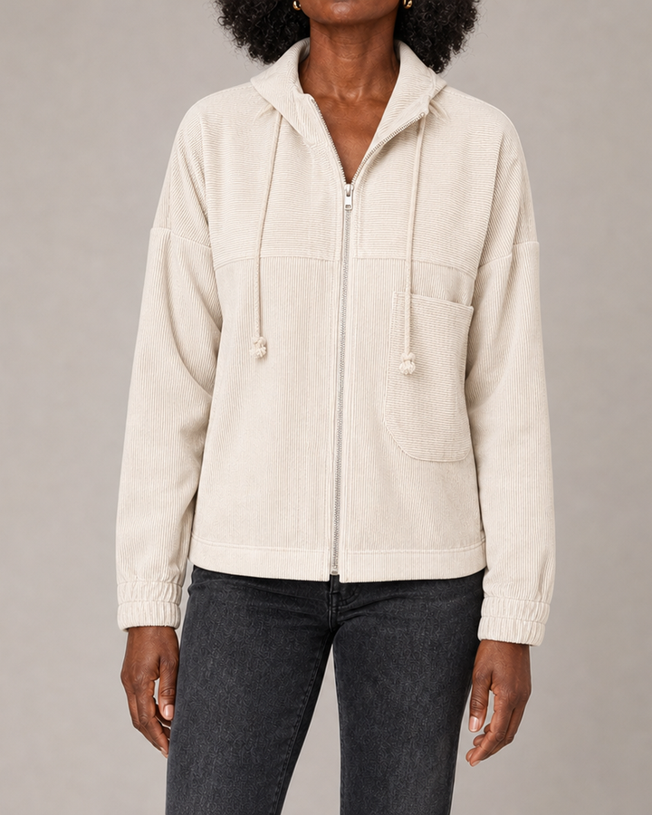 June | Ribbed Zip-Up Hooded Jacket