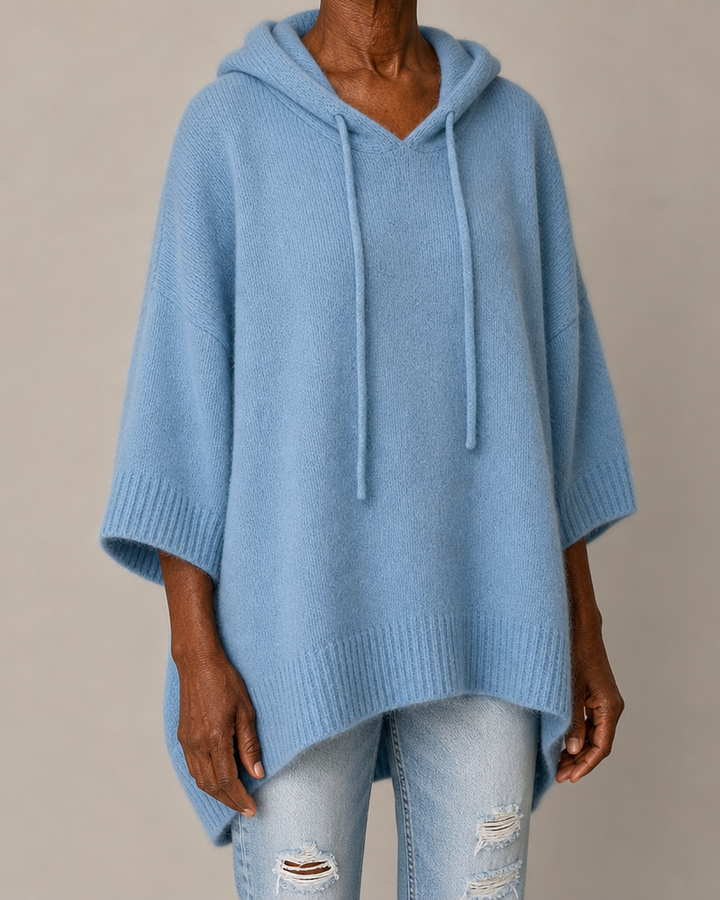 Lea | Sky Blue Poncho Sweater
