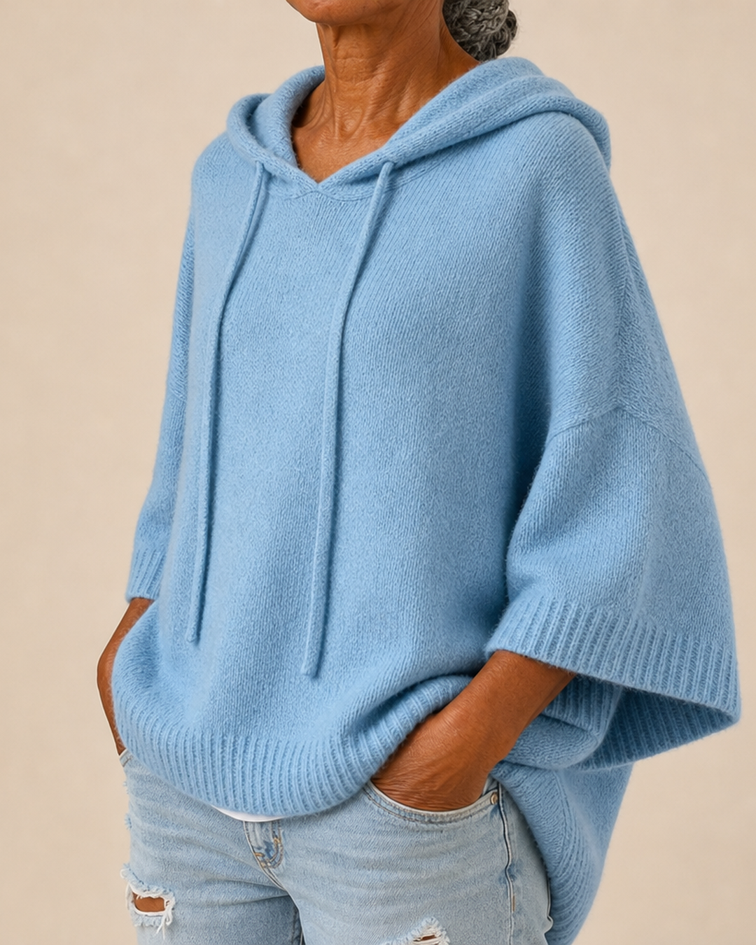 Lea – Sky Blue Poncho Sweater