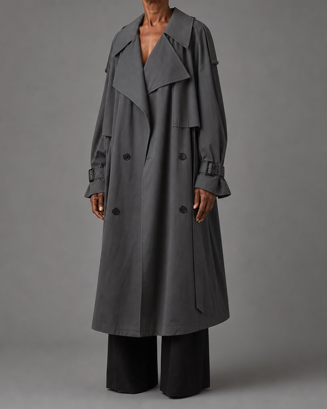 Gloria | Oversized Double-Breasted Long Trench Coat