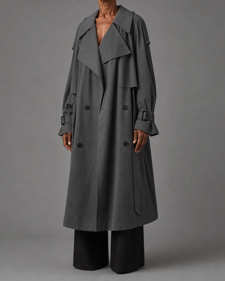 Gloria | Oversized Double-Breasted Long Trench Coat