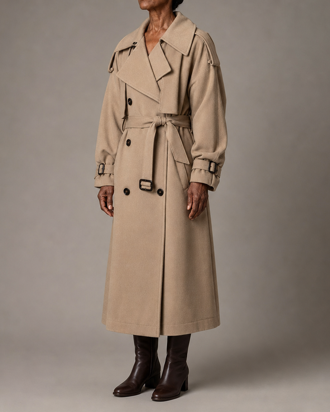 Gloria | Oversized Double-Breasted Long Trench Coat