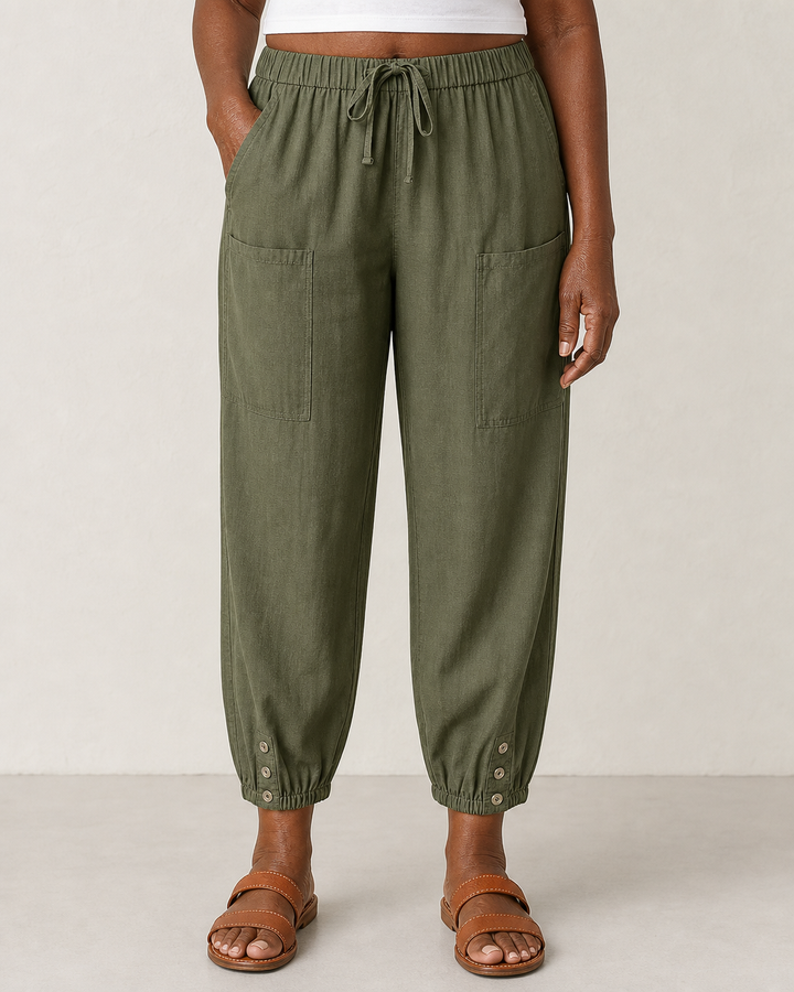 Lena | Elegant Breatable Highwaisted Pants — Army Green