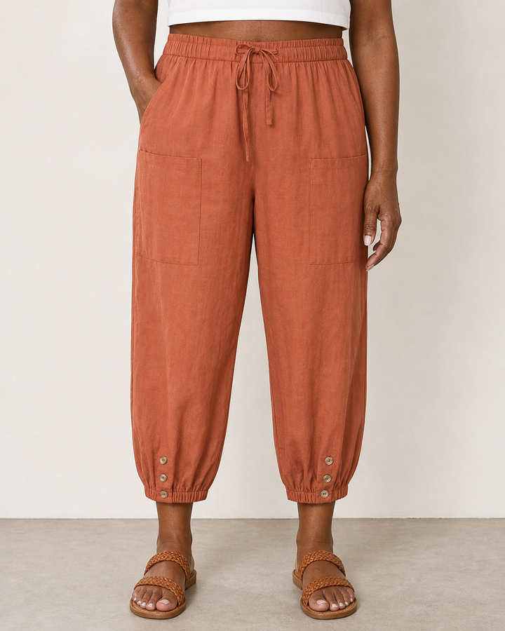 Lena | Elegant Breatable Highwaisted Pants — Brick Red