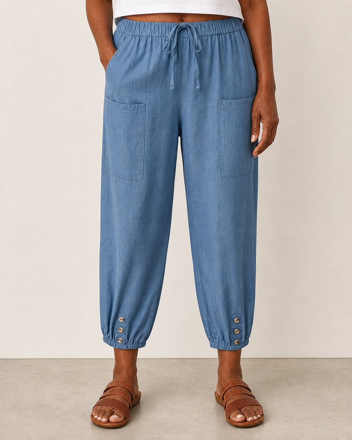 Lena | Elegant Breatable Highwaisted Pants — Denim Blue