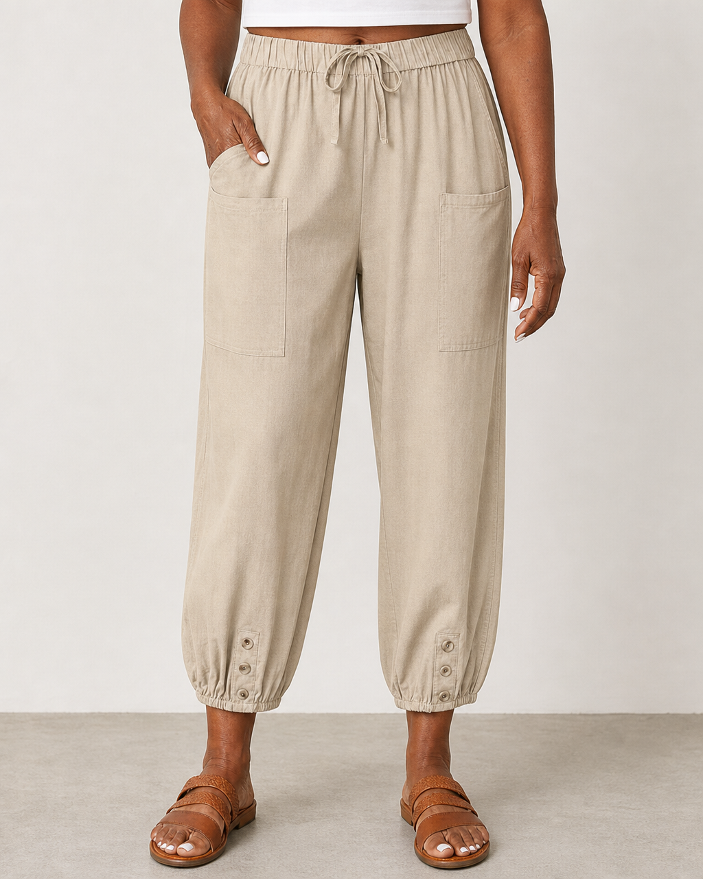 Lena | Elegant Breatable Highwaisted Pants — Khaki