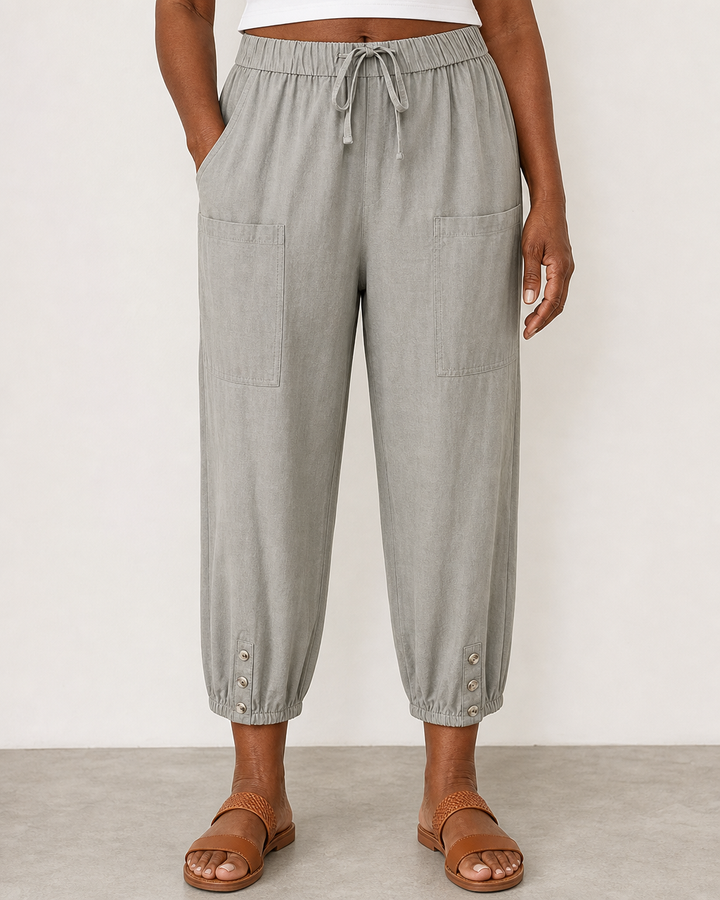 Lena | Elegant Breatable Highwaisted Pants — Light Grey