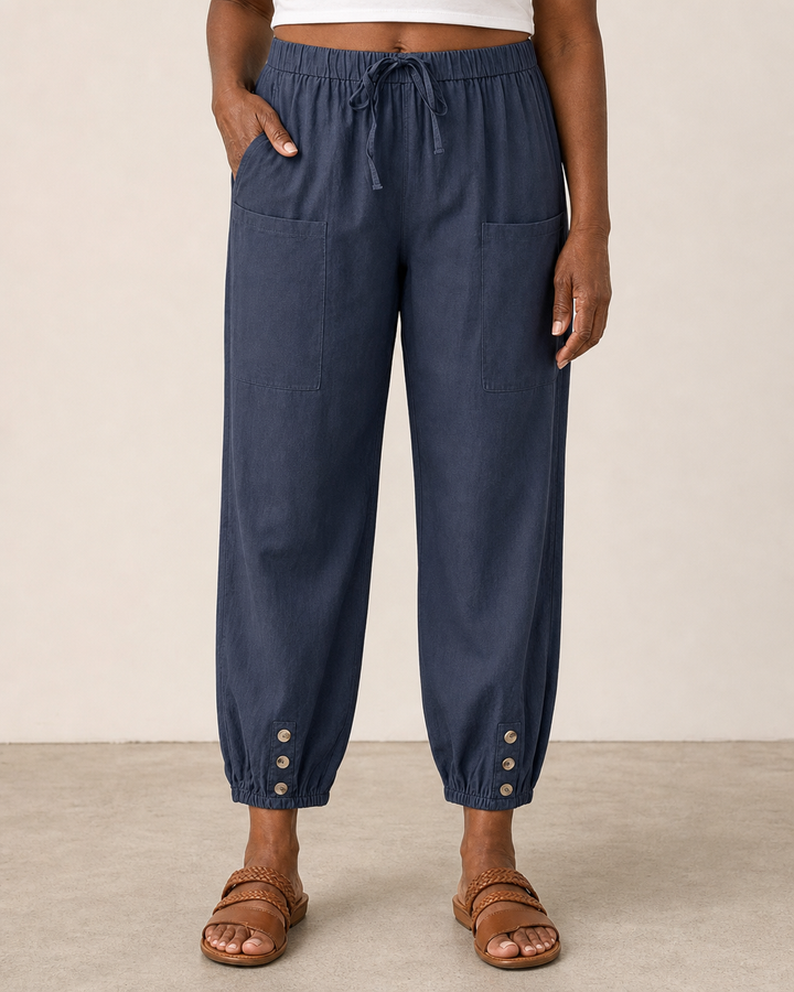 Lena | Elegant Breatable Highwaisted Pants — Navy Blue