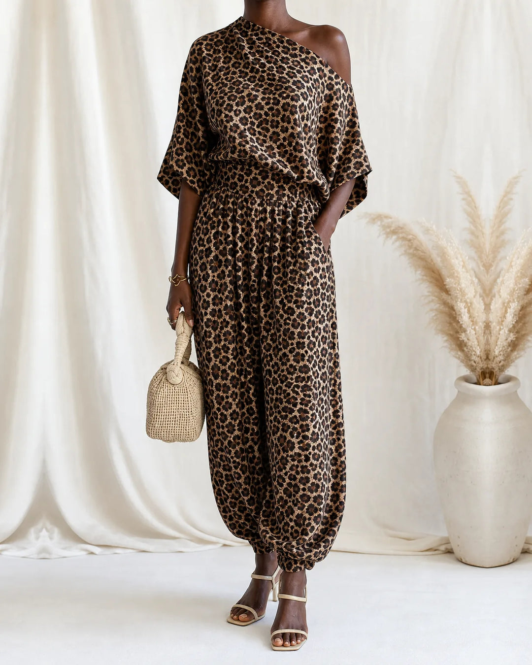 Nadia | Leopard Print Off-Shoulder Dress