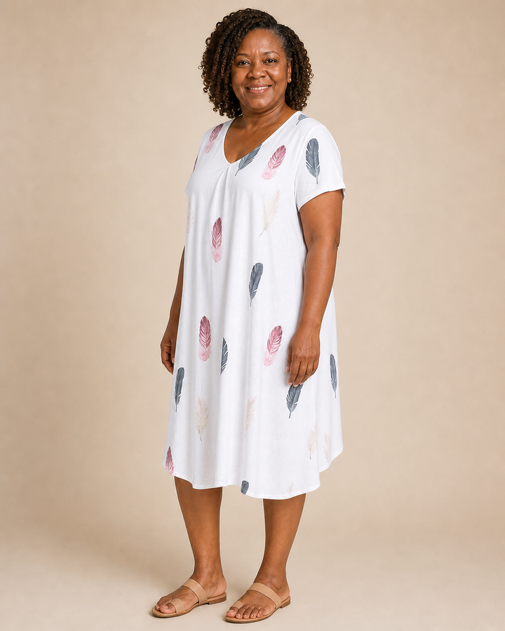 Solenne | Feather Print Relaxed Dress