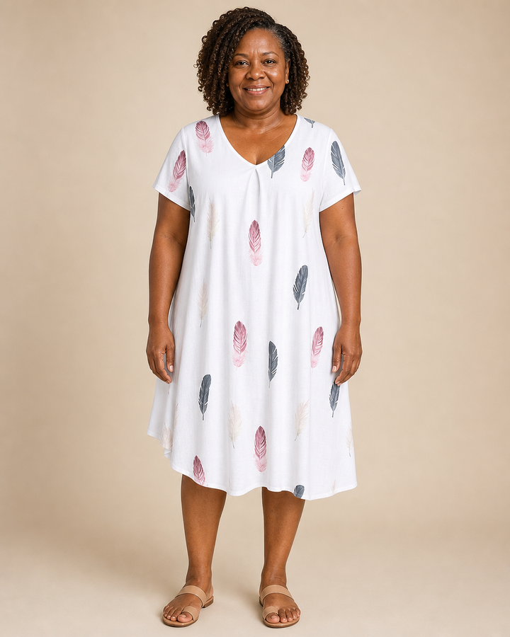 Solenne | Feather Print Relaxed Dress