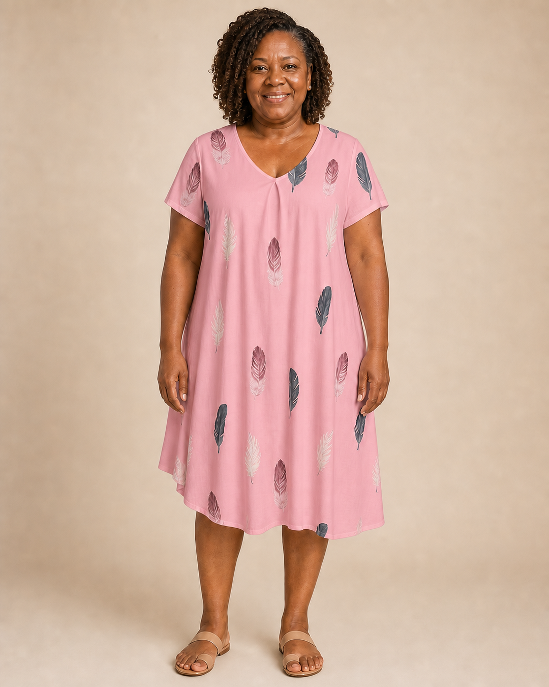 Solenne | Feather Print Relaxed Dress