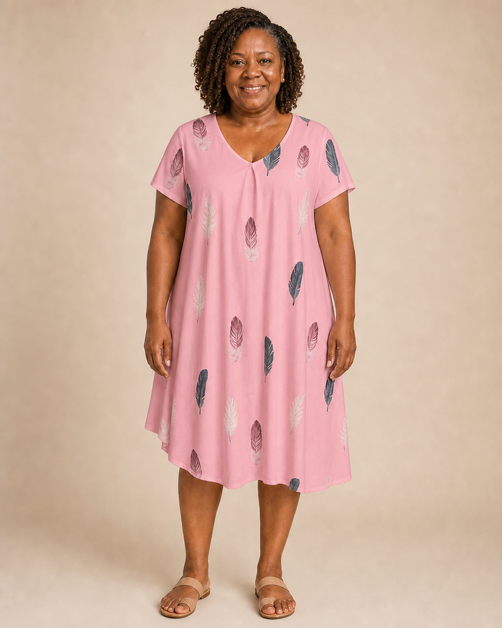 Solenne | Feather Print Relaxed Dress