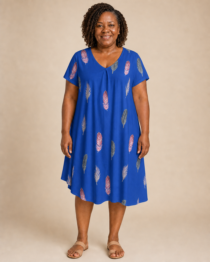 Solenne | Feather Print Relaxed Dress