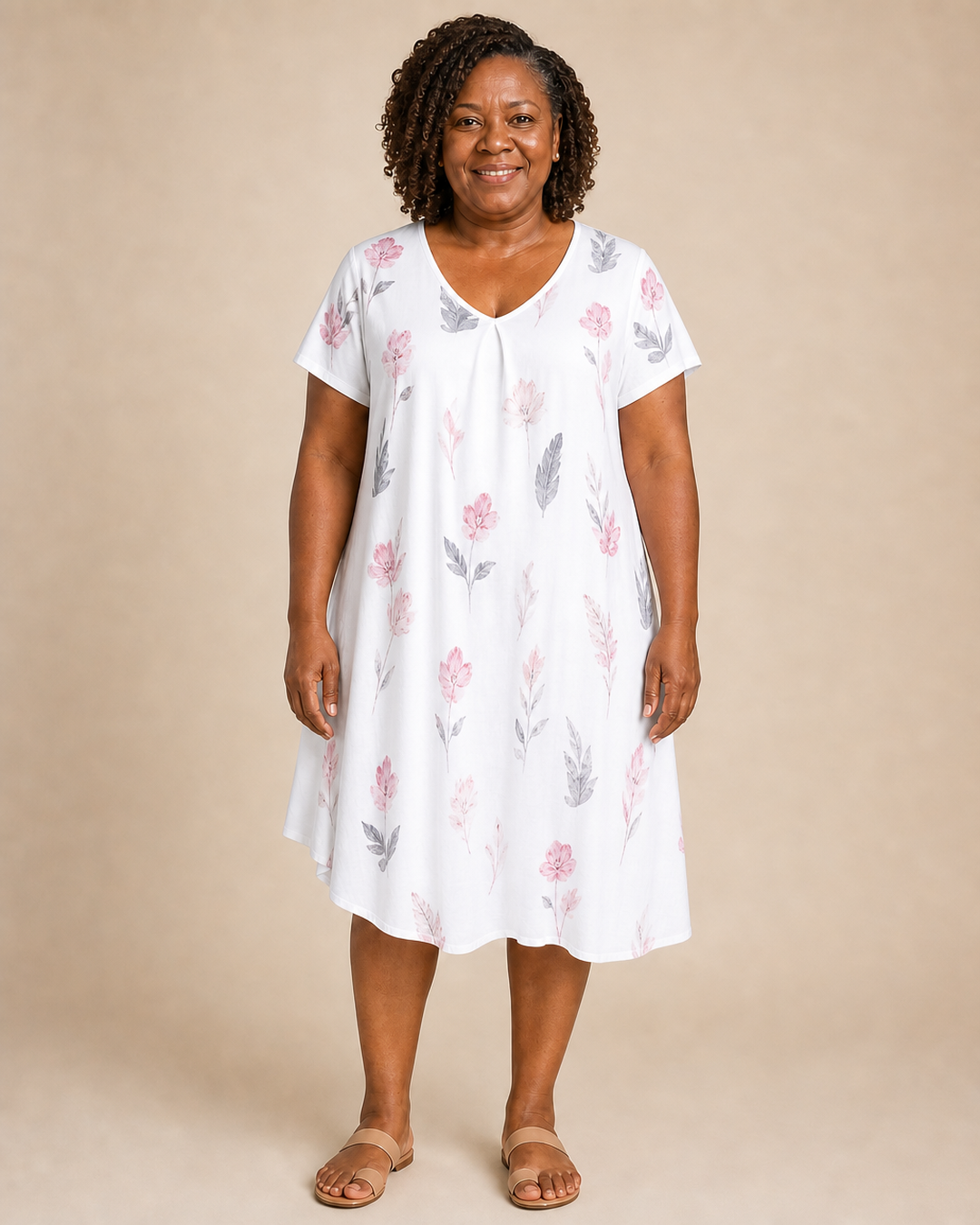 Solenne | Feather Print Relaxed Dress